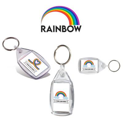 Rainbow Plastic Keyring - Heart