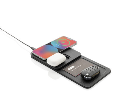 Swiss Peak 3 in 1 RCS recycled PU wireless charger desk tray