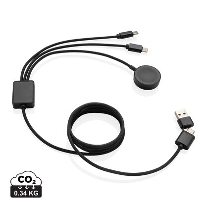 Terra RCS rPET 6-in-1 60W charging cable with watch charger