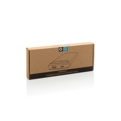 Turbopack RCS rplastic powerbank 10.000 integrated cables