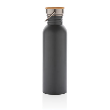 Modern stainless steel bottle with bamboo lid