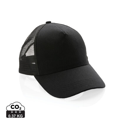 Impact AWARE&trade; Brushed rcotton 5 panel trucker cap 190gr