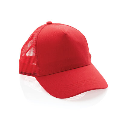 Impact AWARE&trade; Brushed rcotton 5 panel trucker cap 190gr