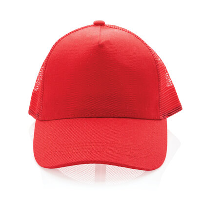 Impact AWARE&trade; Brushed rcotton 5 panel trucker cap 190gr