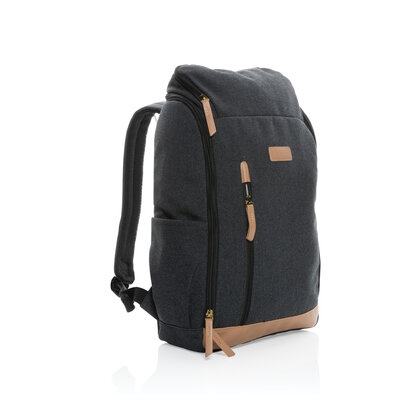 Impact AWARE&trade; 16 oz. recycled canvas 15" laptop backpack