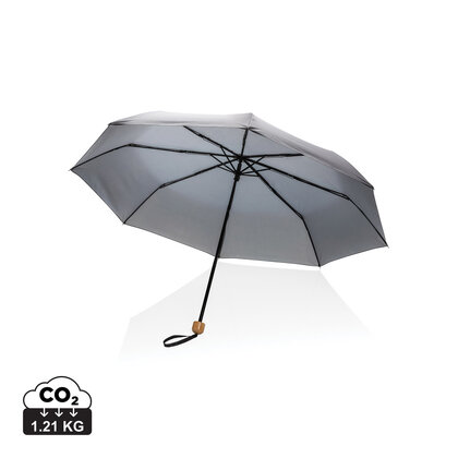20.5" Impact AWARE&trade; RPET 190T Pongee bamboo mini umbrella