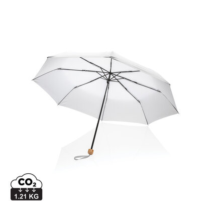 20.5" Impact AWARE&trade; RPET 190T Pongee bamboo mini umbrella