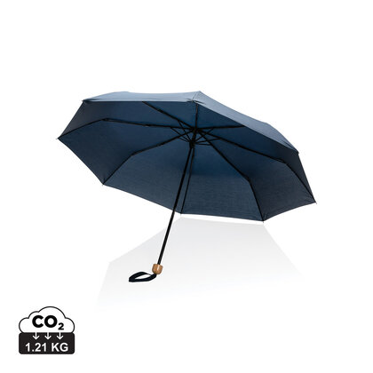 20.5" Impact AWARE&trade; RPET 190T Pongee bamboo mini umbrella