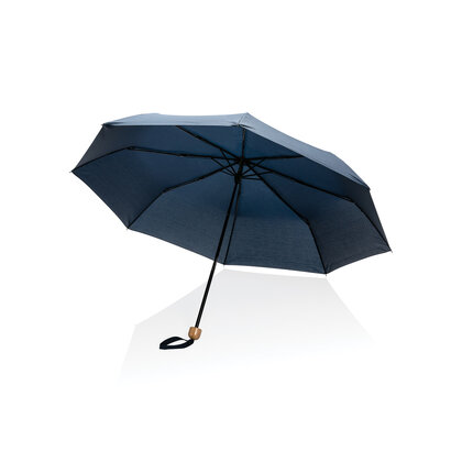 20.5" Impact AWARE&trade; RPET 190T Pongee bamboo mini umbrella
