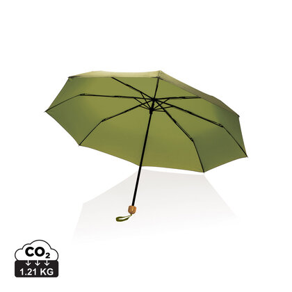 20.5" Impact AWARE&trade; RPET 190T Pongee bamboo mini umbrella