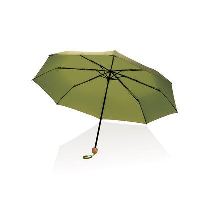 20.5" Impact AWARE&trade; RPET 190T Pongee bamboo mini umbrella
