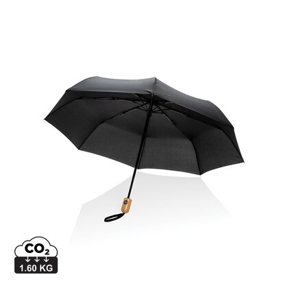 21" Impact AWARE&trade; RPET 190T bamboo auto open/close umbrella