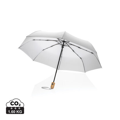 21" Impact AWARE&trade; RPET 190T bamboo auto open/close umbrella