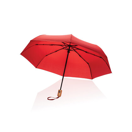 21" Impact AWARE&trade; RPET 190T bamboo auto open/close umbrella