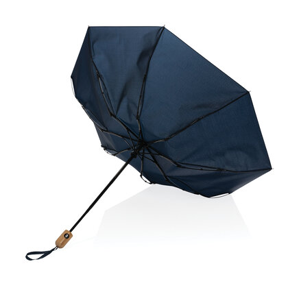21" Impact AWARE&trade; RPET 190T bamboo auto open/close umbrella
