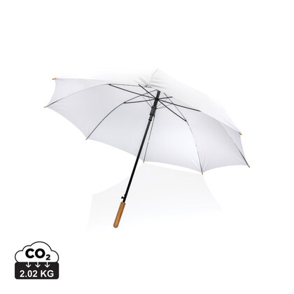 27" Impact AWARE&trade; RPET 190T auto open bamboo umbrella