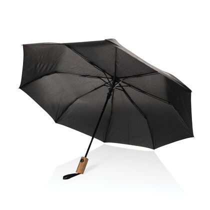 Kaycey 21" AWARE&trade; RPET Acacia wood mini auto open umbrella