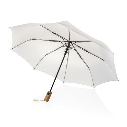 Kaycey 21" AWARE&trade; RPET Acacia wood mini auto open umbrella