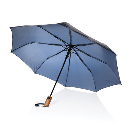 Kaycey 21" AWARE&trade; RPET Acacia wood mini auto open umbrella
