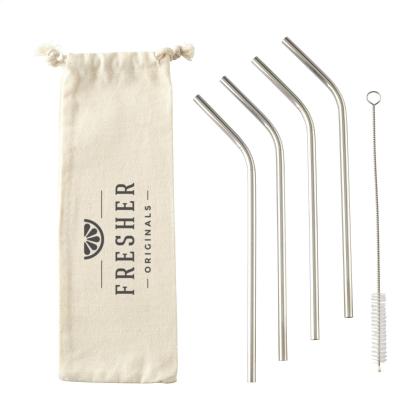 ECO RVS 4 pieces ECO Straw Set stainless-steel straws