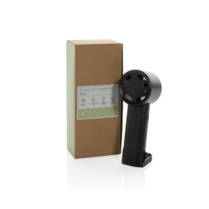 Twist RCS recycled plastic re-chargeable portable fan