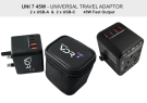 UNIVERSAL TRAVEL ADAPTOR PLUG (UNI 7-45W)  2 x USB   2 x USB-C