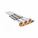 70MM WHITE BAMBOO GOLF TEES PRINTED 2 COLOURS IN THE CUP AND 1 COLOUR ON THE SHANK