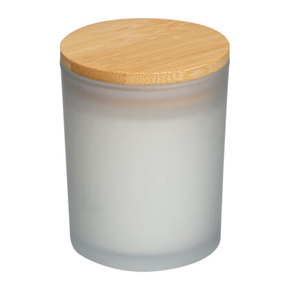 Candle in Frosted Glass with Bamboo Lid Metz