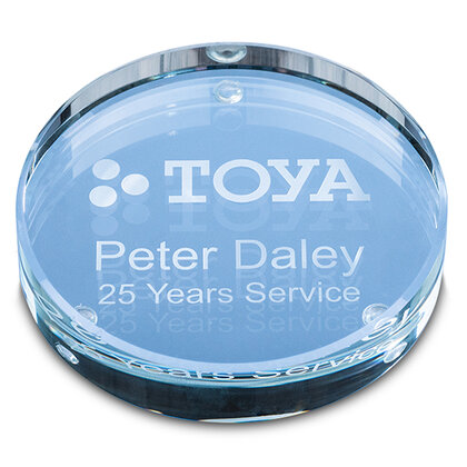 9cm x 18mm Clear Glass Round Paperweight E163101