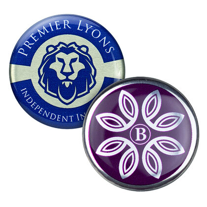 ALUMINIUM DOMED CLUTCH PIN BADGES E1614512