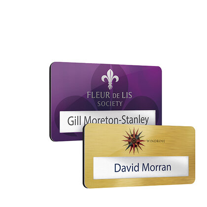 METAL FACED REUSABLE NAME WINDOW BADGES E167603