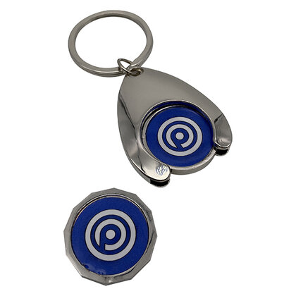 Alloy Injection Trolley Coin Key Ring Holders with Full Colour Printed Decal E1614106