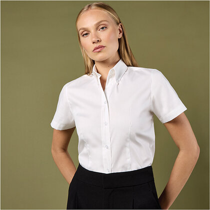 KK701 KUSTOM KIT LADIES PREMIUM SHORT SLEEVE TAILORED OXFORD SHIRT E1610001