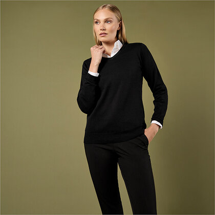KK353 Kustom Kit Ladies Arundel Cotton Acrylic V Neck Sweater E1610005