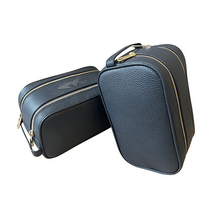 Pebbled Leather Washbag (Dual Zip) E162502
