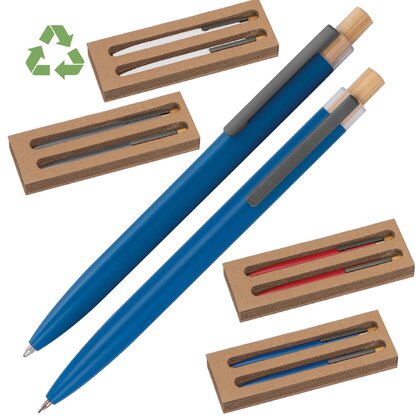 Writing set made from recycled aluminium SIEGFRIED