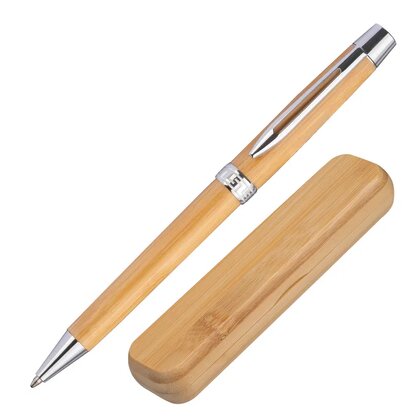Bamboo pen with twist in bamboo case ROSEMARY