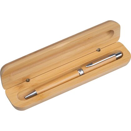 Bamboo pen with twist in bamboo case ROSEMARY