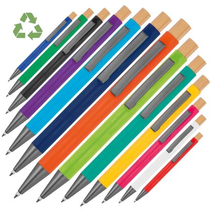 pen made from recycled aluminium with bamboo pusher ROSARIO