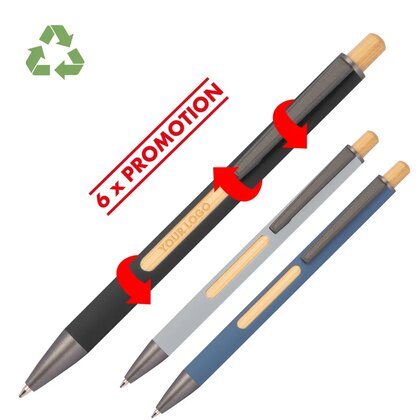 Recycled aluminium pen incl. bamboo window MARIA