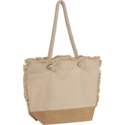 Beach bag natural with jute bottom and cord RICARDA