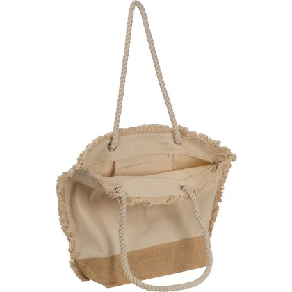 Beach bag natural with jute bottom and cord RICARDA
