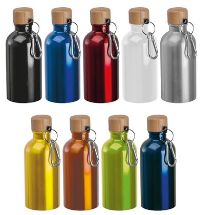 Stainless steel drinking bottle with carabiner, 400ml MARILYN