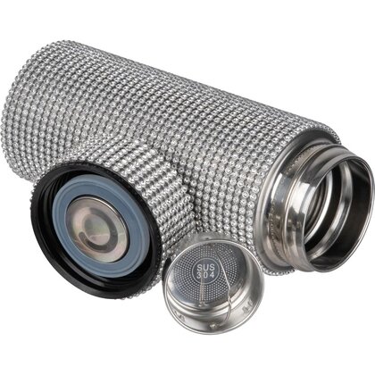 Small stainless steel drinking bottle with rhinestone accents EDWARD