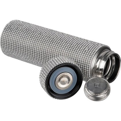 Large stainless steel drinking bottle with rhinestone accents SYLWIA
