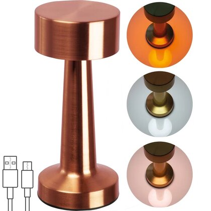 Stainless steel table lamp with rechargeable battery ILSE