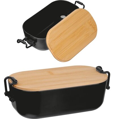 Lunchbox with bamboo lid and clamp closure. JAVIER