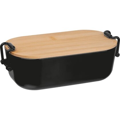 Lunchbox with bamboo lid and clamp closure. JAVIER