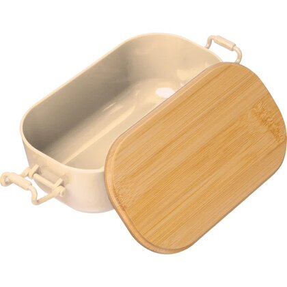 Lunchbox with bamboo lid and clamp closure. JAVIER