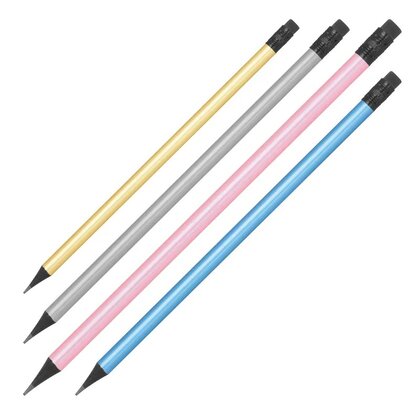 Pencil with eraser in metallic colors JAMES